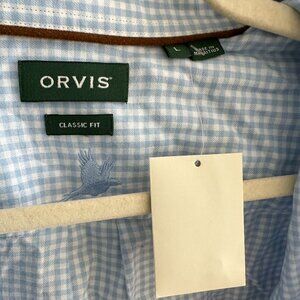 NWT - Orvis Men's Button Up - Light Blue Flannel - Size L